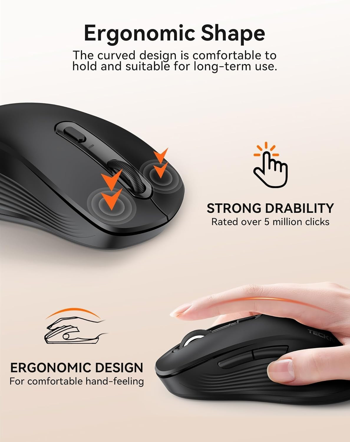 Wireless Silent Mouse Tri-Mode Bluetooth 2.4G USB 4800DPI Laptop PC