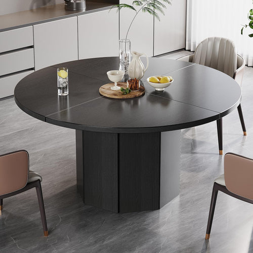 Black Oak Marble Dining Table 4-6 Seater Modern Kitchen 120cm