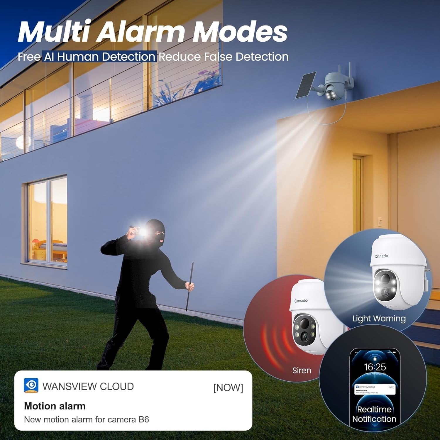 2K Solar Security Camera Wireless Outdoor PTZ Color Night Vision