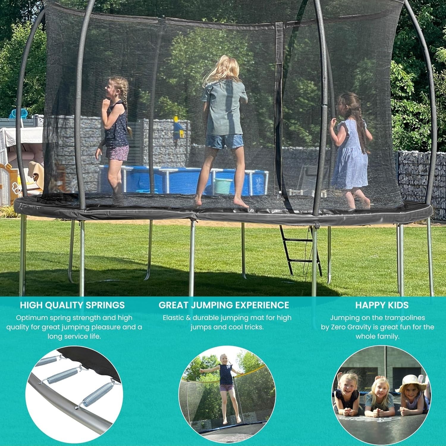8ft Rectangular Garden Trampoline Safety Enclosure Kids Outdoor