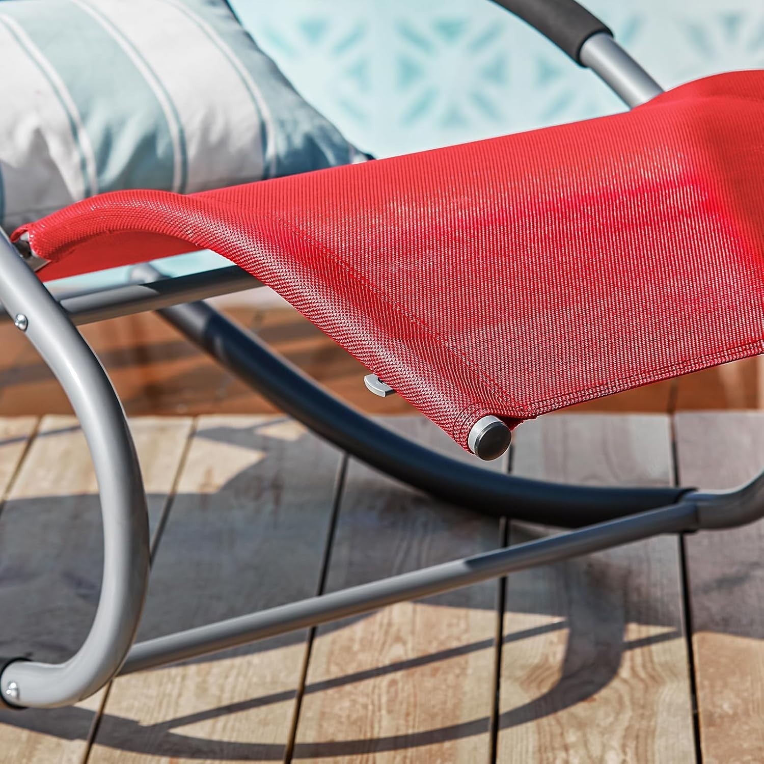 Garden Rocking Sun Lounger Recliner Chair Cushioned Outdoor Patio Seat