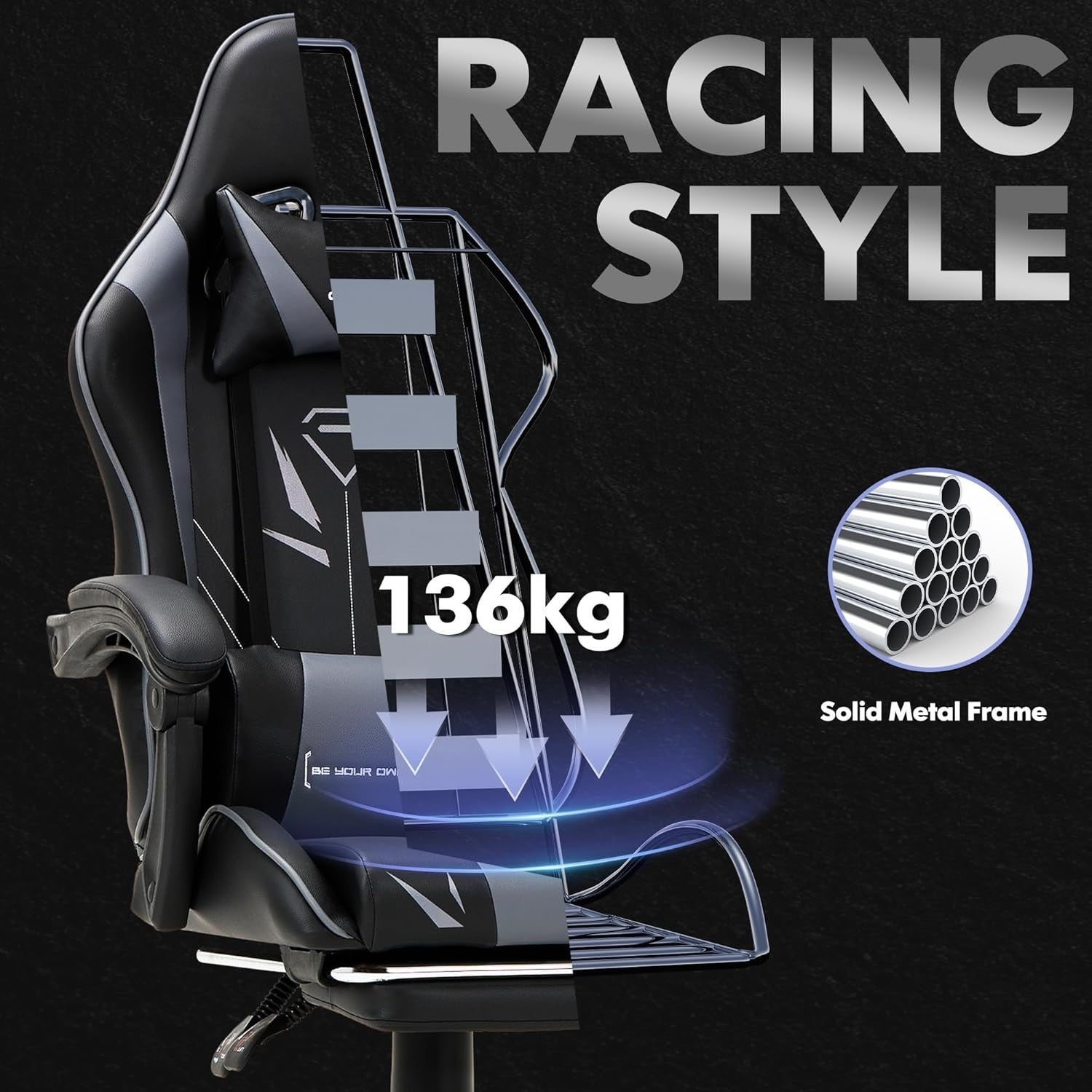 Gaming Chair High Back Footrest Swivel Recliner Office PC Video Gamer Seat