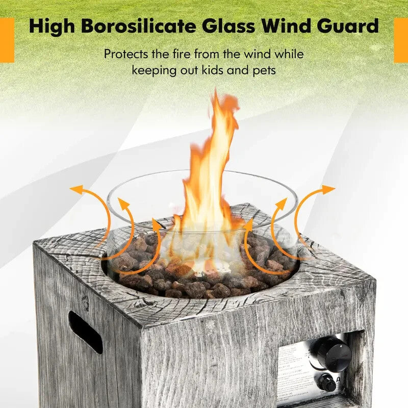 Outdoor Propane Gas Fire Pit Table 8.79kW w/ Cover Lava Rocks & Glass Shield
