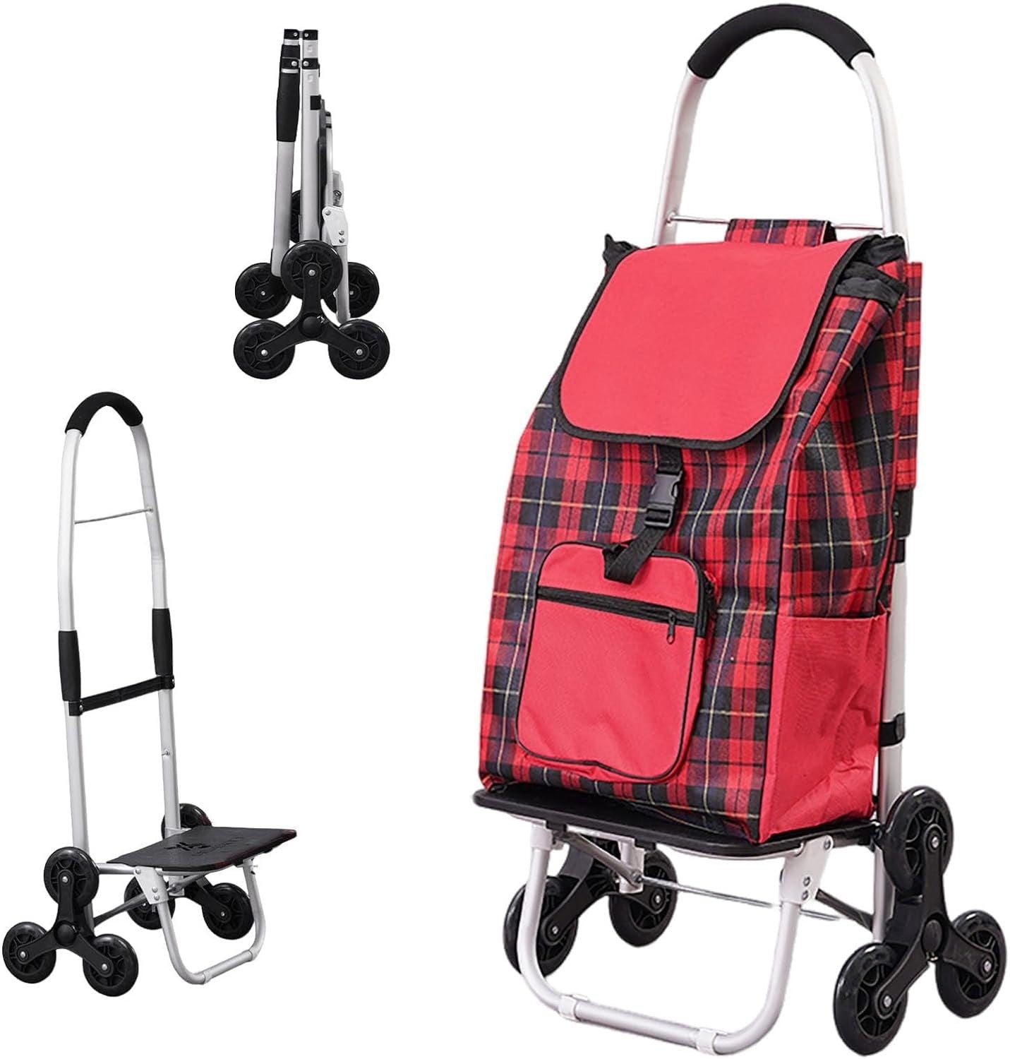 Foldable 2-in-1 Stair Climber Shopping Trolley 6-Wheel 40KG Waterproof Bag