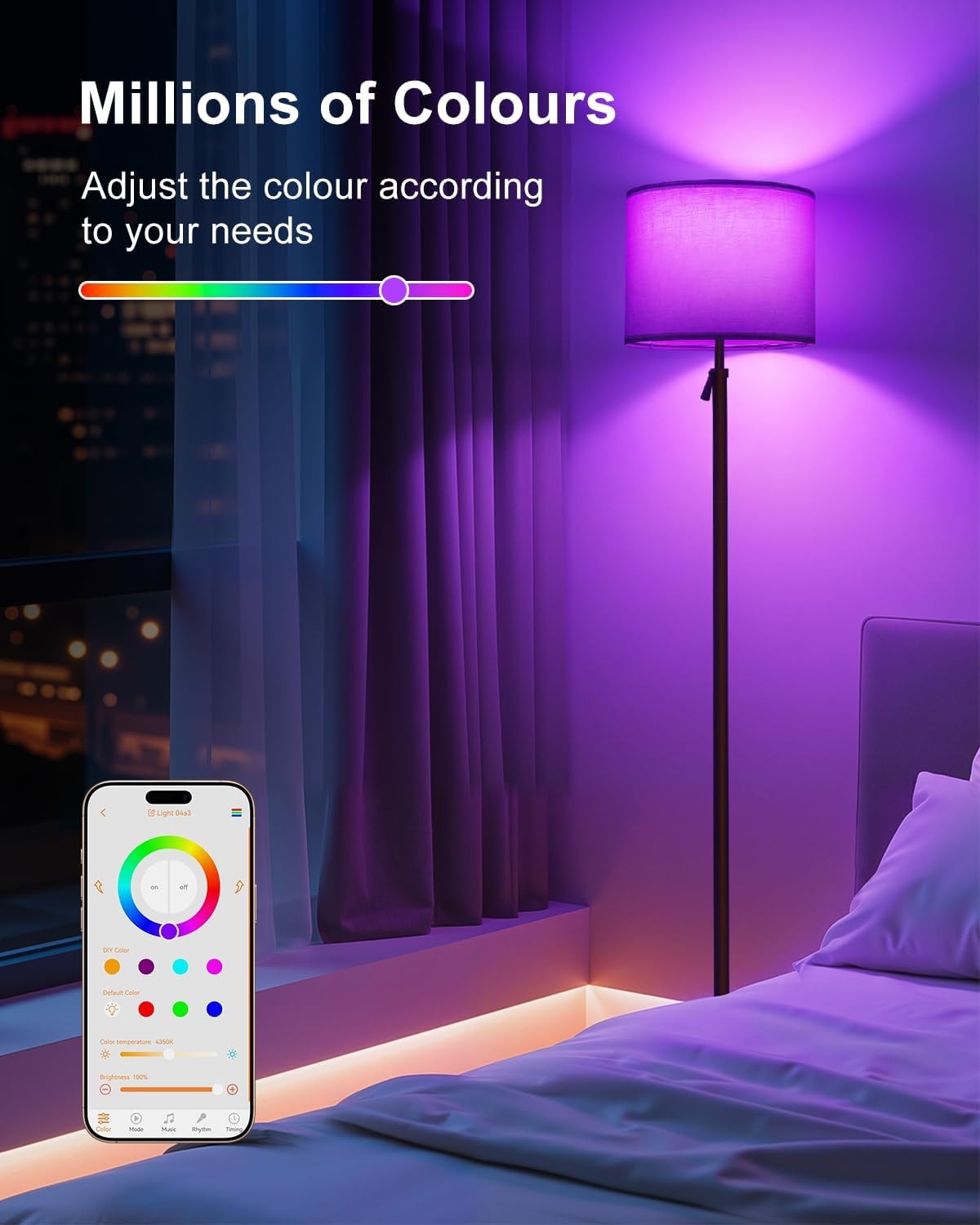 Smart RGB Floor Lamp Alexa App Control Dimmable Colour Changing Standing Lamp