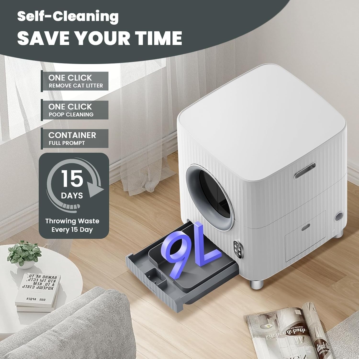 Self Cleaning Cat Litter Box APP Video Monitor Auto Door Odor Control