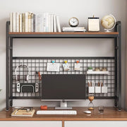 55cm Black Desktop Bookshelf Desk Organizer Shelf Pegboard Adjustable Storage