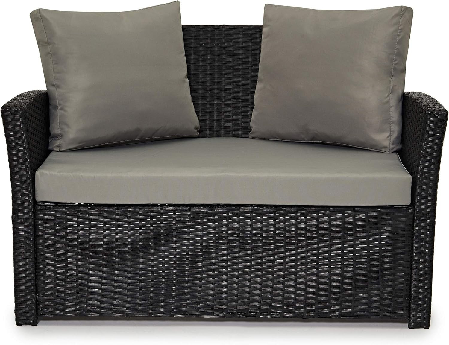 4 Seater Rattan Garden Furniture Set with Cushions & Glass Coffee Table