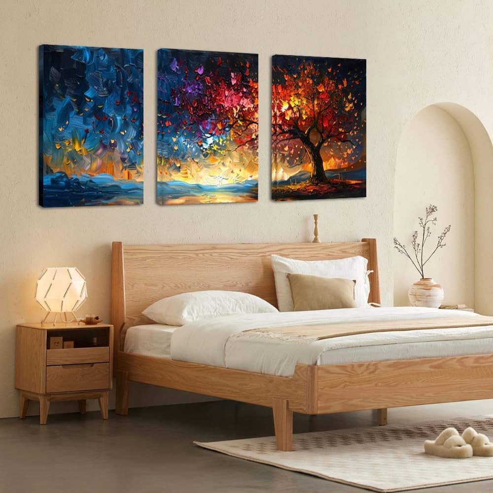 Tree of Life Canvas Wall Art Set Modern 3 Panel Prints Living Room Decor