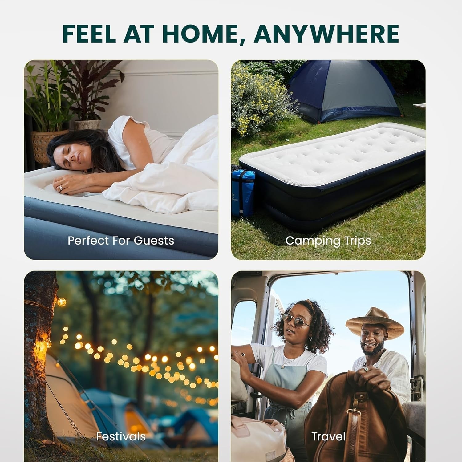 Single Air Bed Built In Electric Pump Raised Inflatable Black Mattress Camping