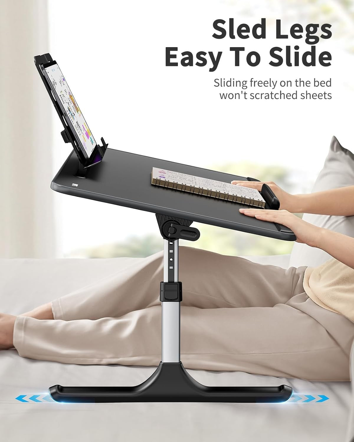 Adjustable Laptop Desk Bed Table 60x40cm Foldable Tray with Drawer