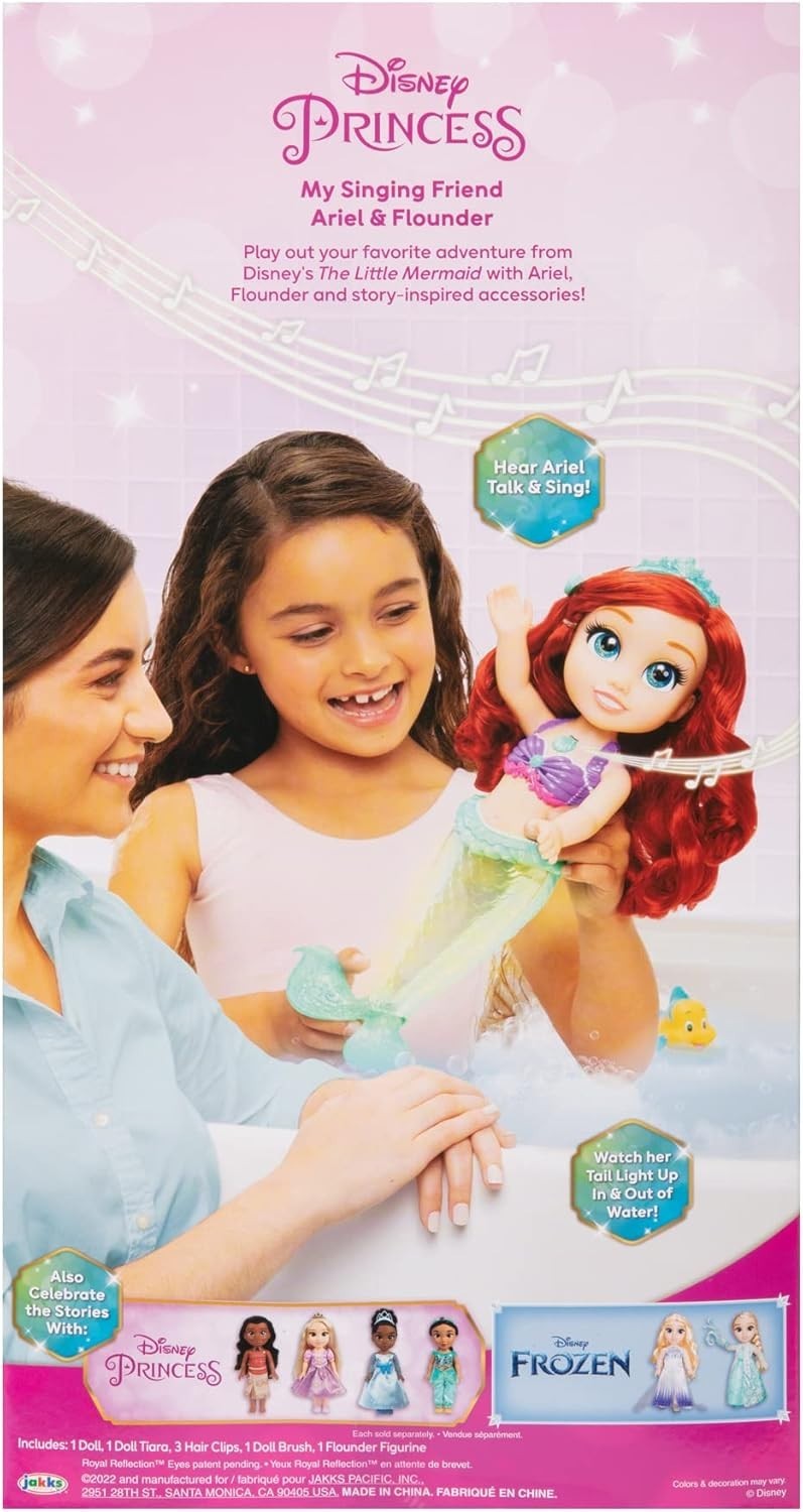 14in Singing Mermaid Doll Light-Up Tail Bath Toy Hair Accessories