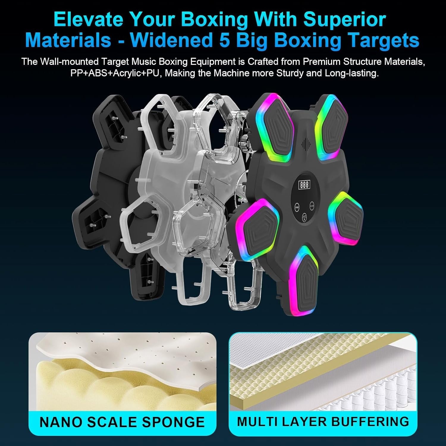 Music Boxing Machine Bluetooth LED Punch Pad Wall Mount Smart Home
