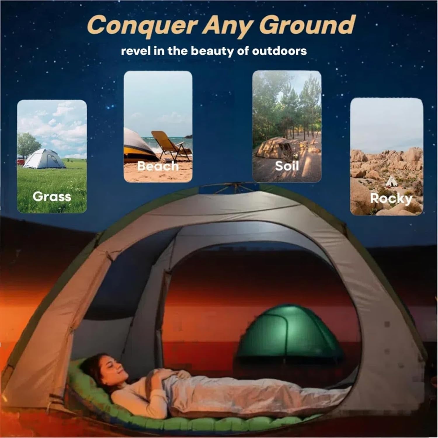 4in Inflatable Camping Sleeping Mat R4 Insulated Lightweight Hiking Pad