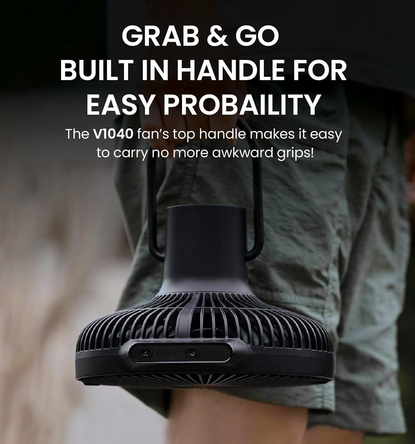 Portable Rechargeable Fan – 10400mAh Battery 4-Speed Remote w/ USB Power Bank