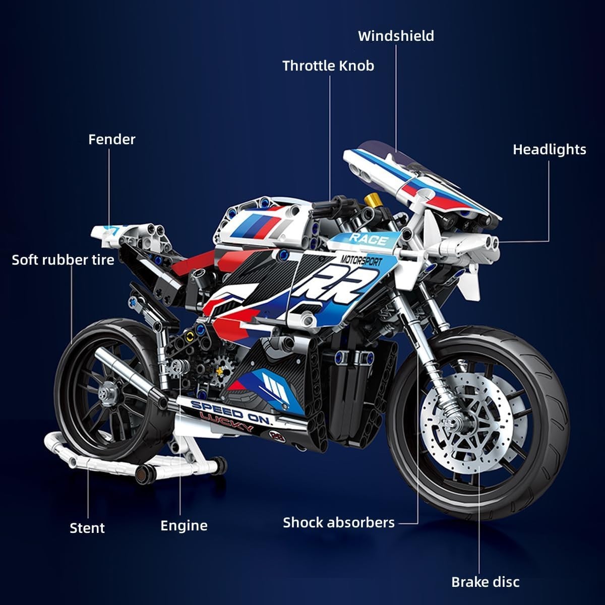 768Pcs Motorcycle Building Kit STEM Model | Realistic Motorbike Construction