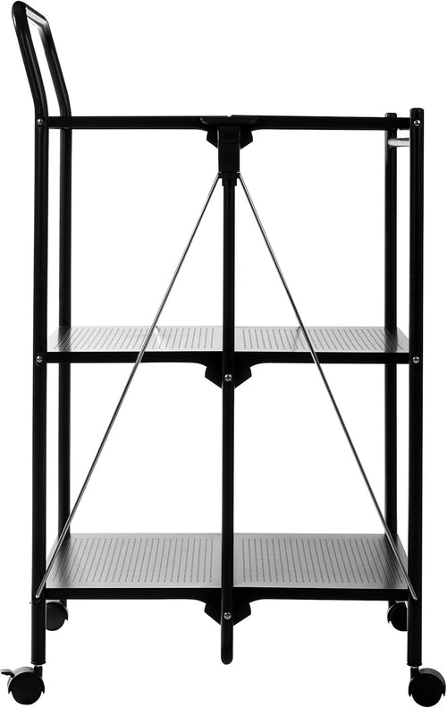 Folding Kitchen Trolley 3 Tier Rolling Storage Cart Metal Shelves Wheels