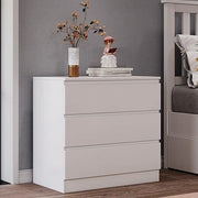 White 3 Drawer Chest | Modern Slim Storage Cabinet | Bedroom Hall Unit