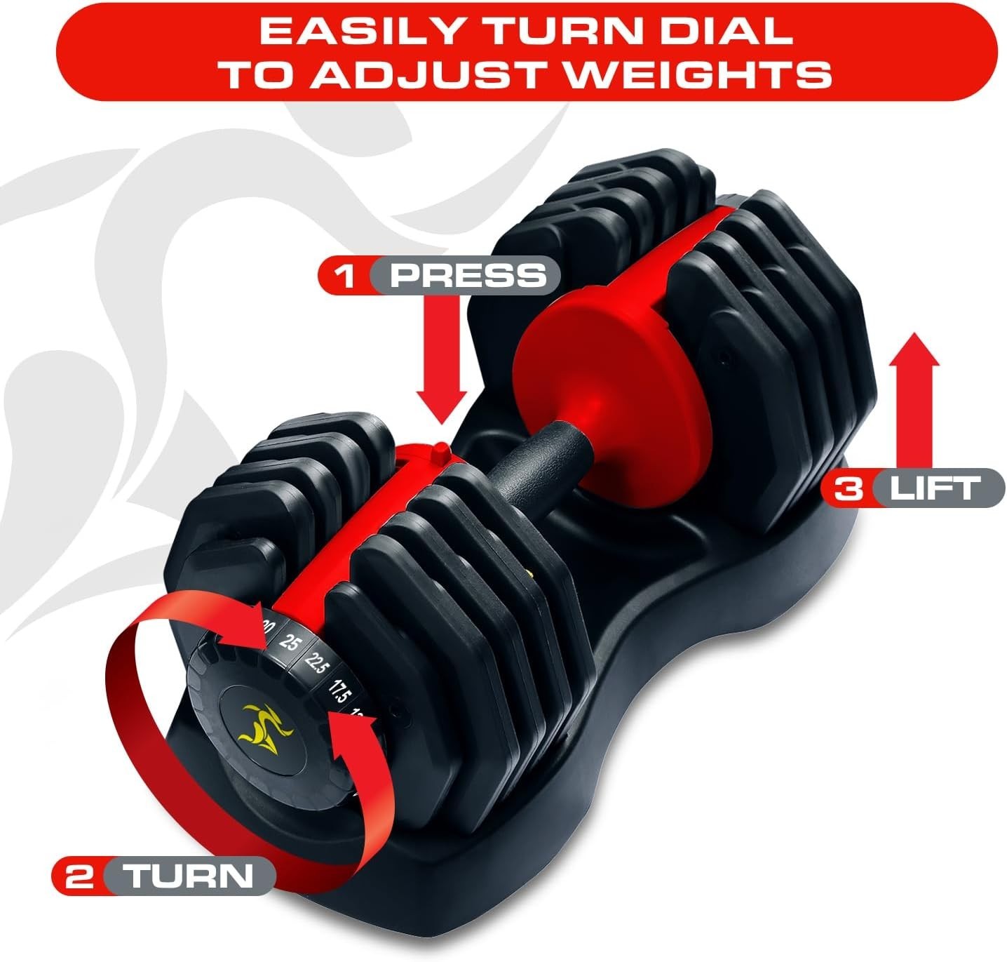 Quick Dial Adjustable Dumbbell 2.5–25kg Smart Weight Compact Home Gym