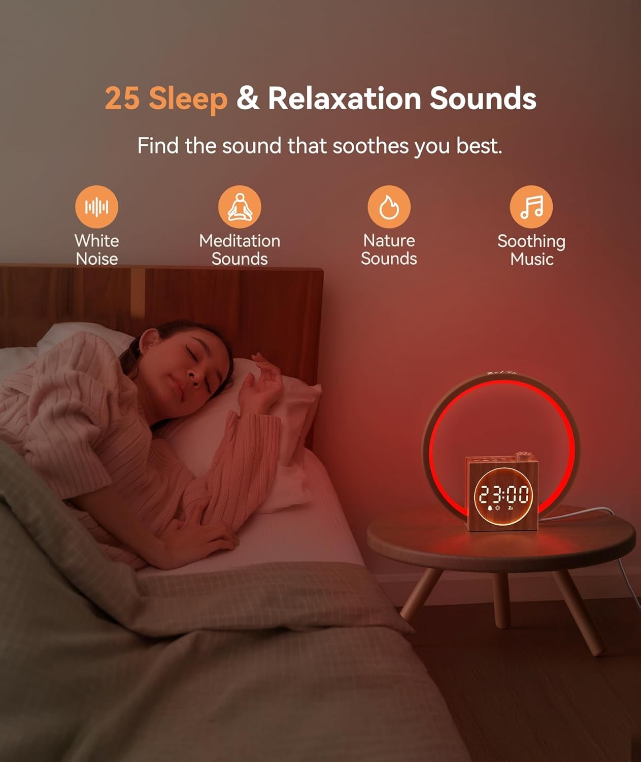 Sunrise Alarm Clock Wake Up Light White Noise 12 Colours Sleep Aid