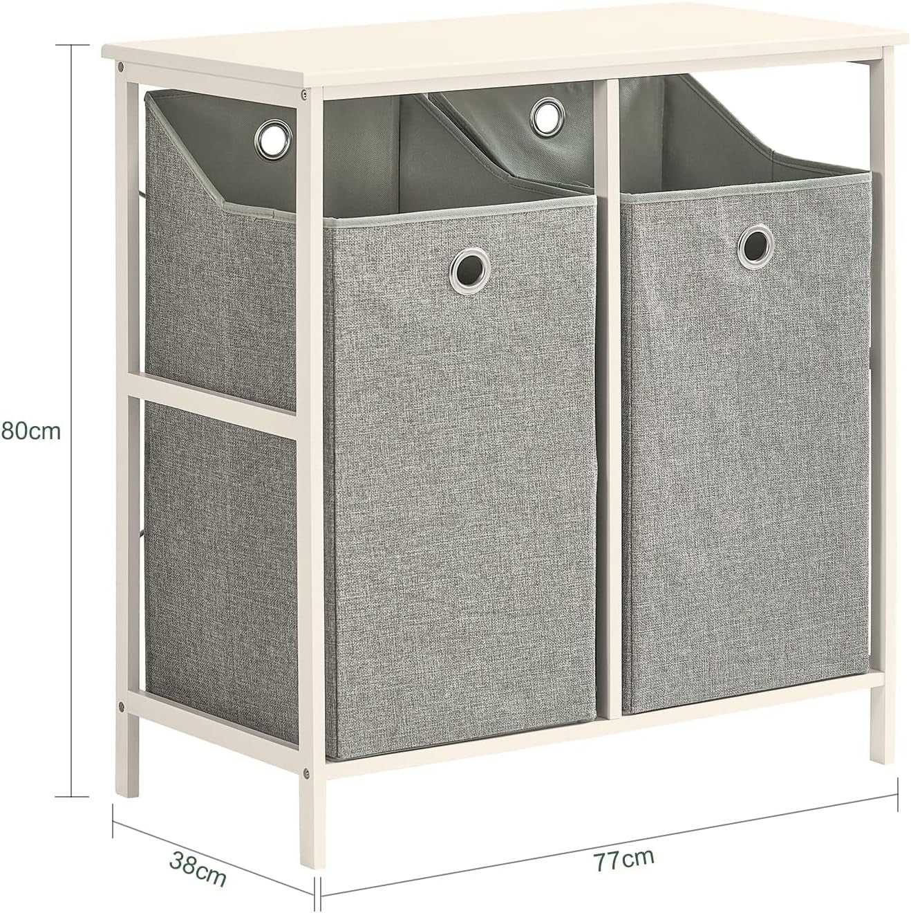 Slim Bathroom Laundry Cabinet with 2 Foldable Baskets Storage Unit Organizer
