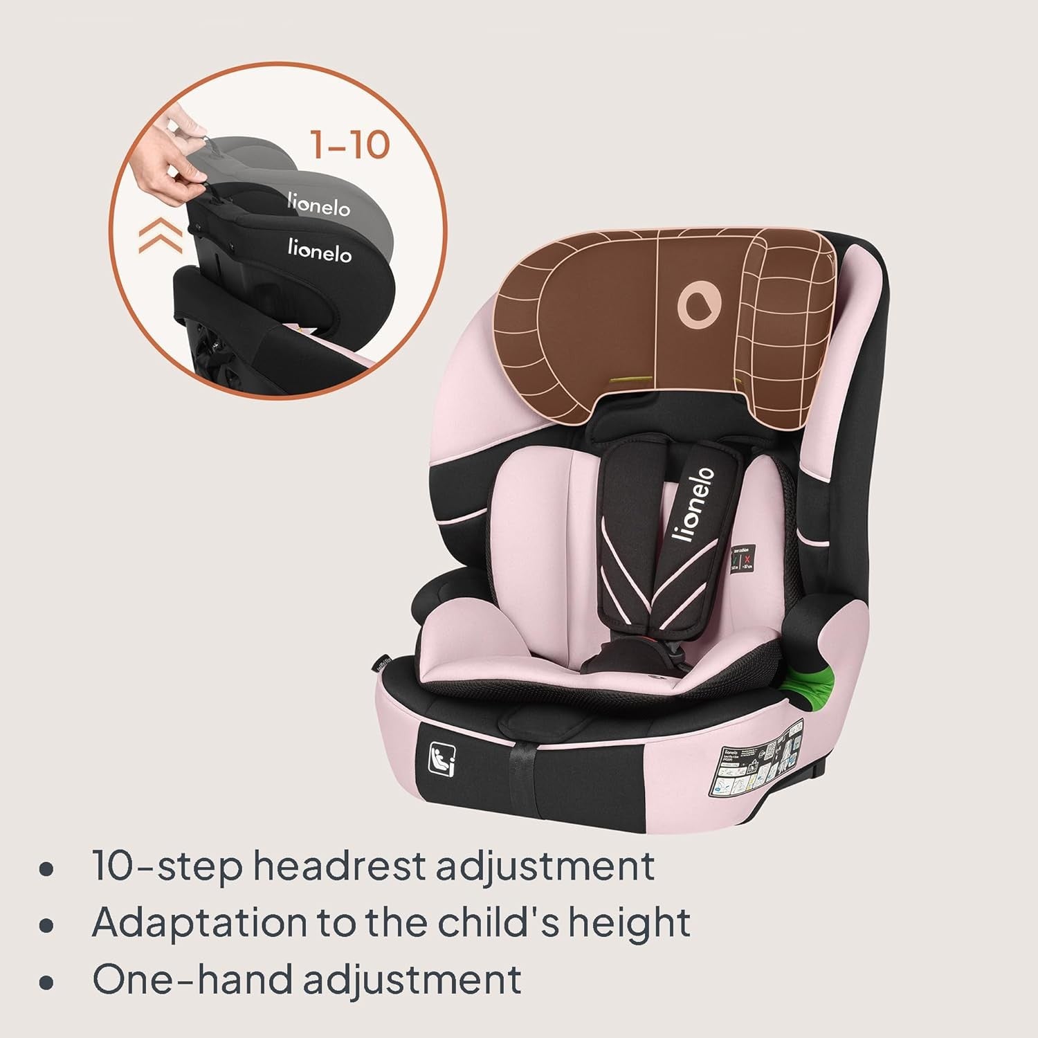 ISOFIX Child Car Seat 12 Months–12 Years Side Impact Adjustable Headrest