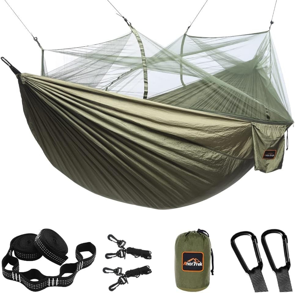 Camping Hammock with Mosquito Net – 500lb Capacity, Portable & Lightweight