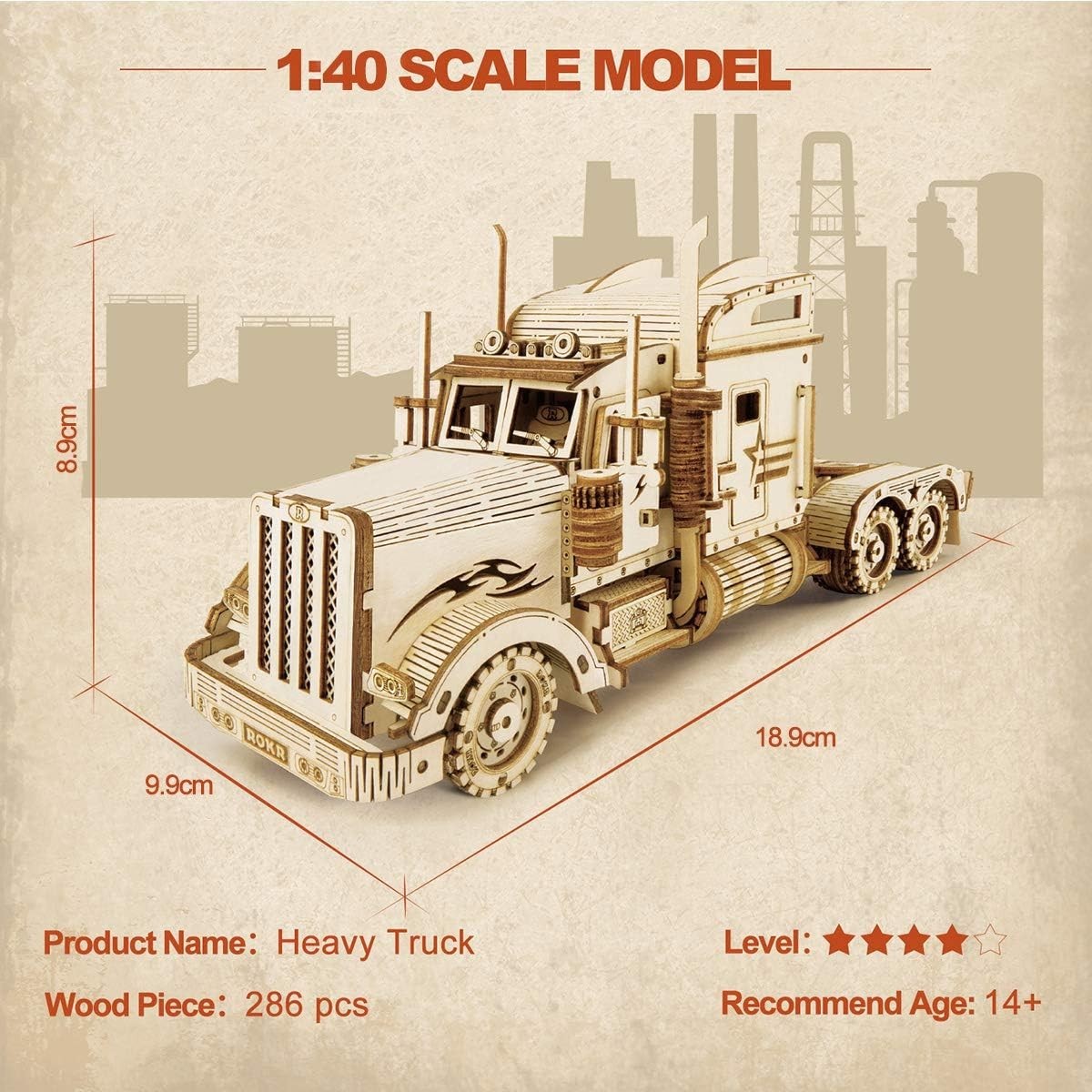 3D Wooden Truck Model Kit – Durable, Laser-Cut, Fun & Educational Gift