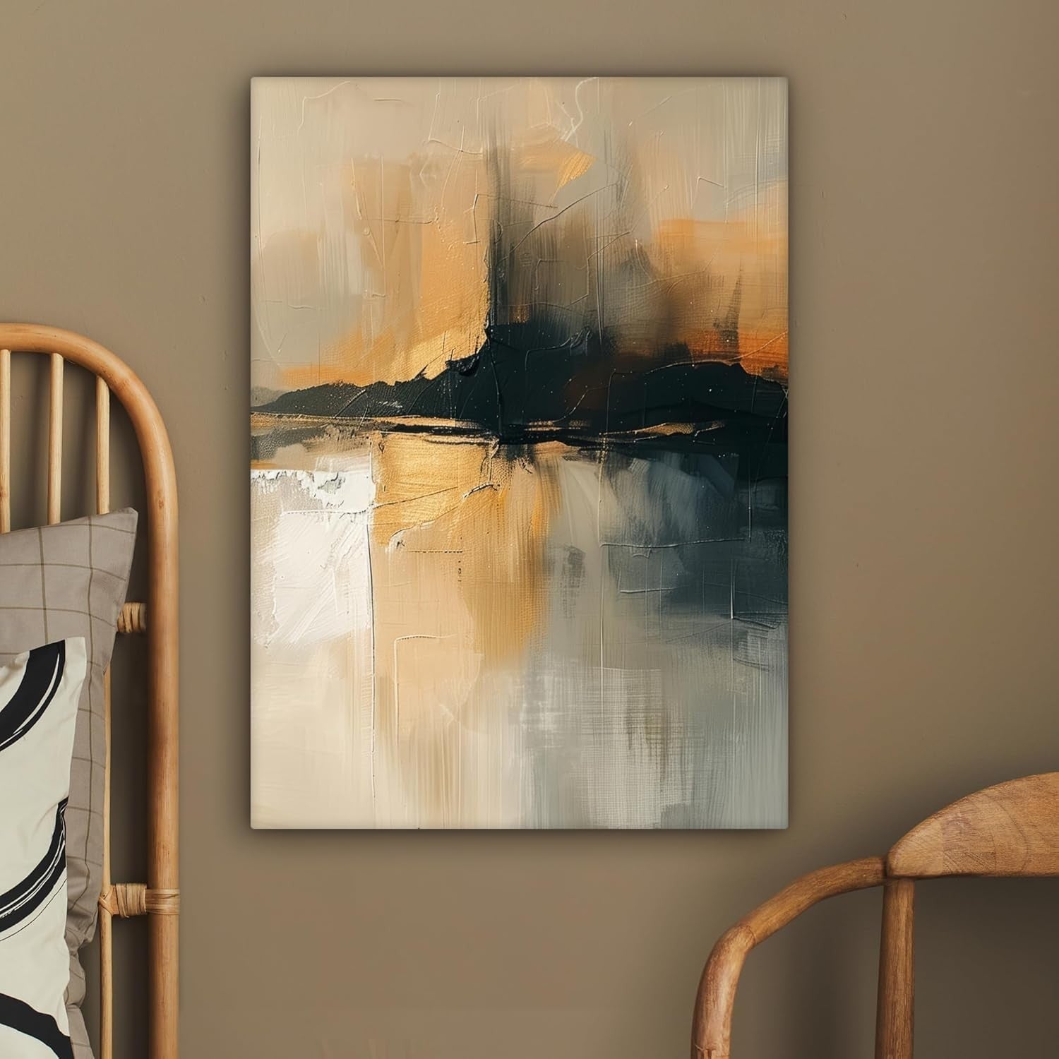 Abstract Landscape Canvas Wall Art 50x70cm Framed Modern