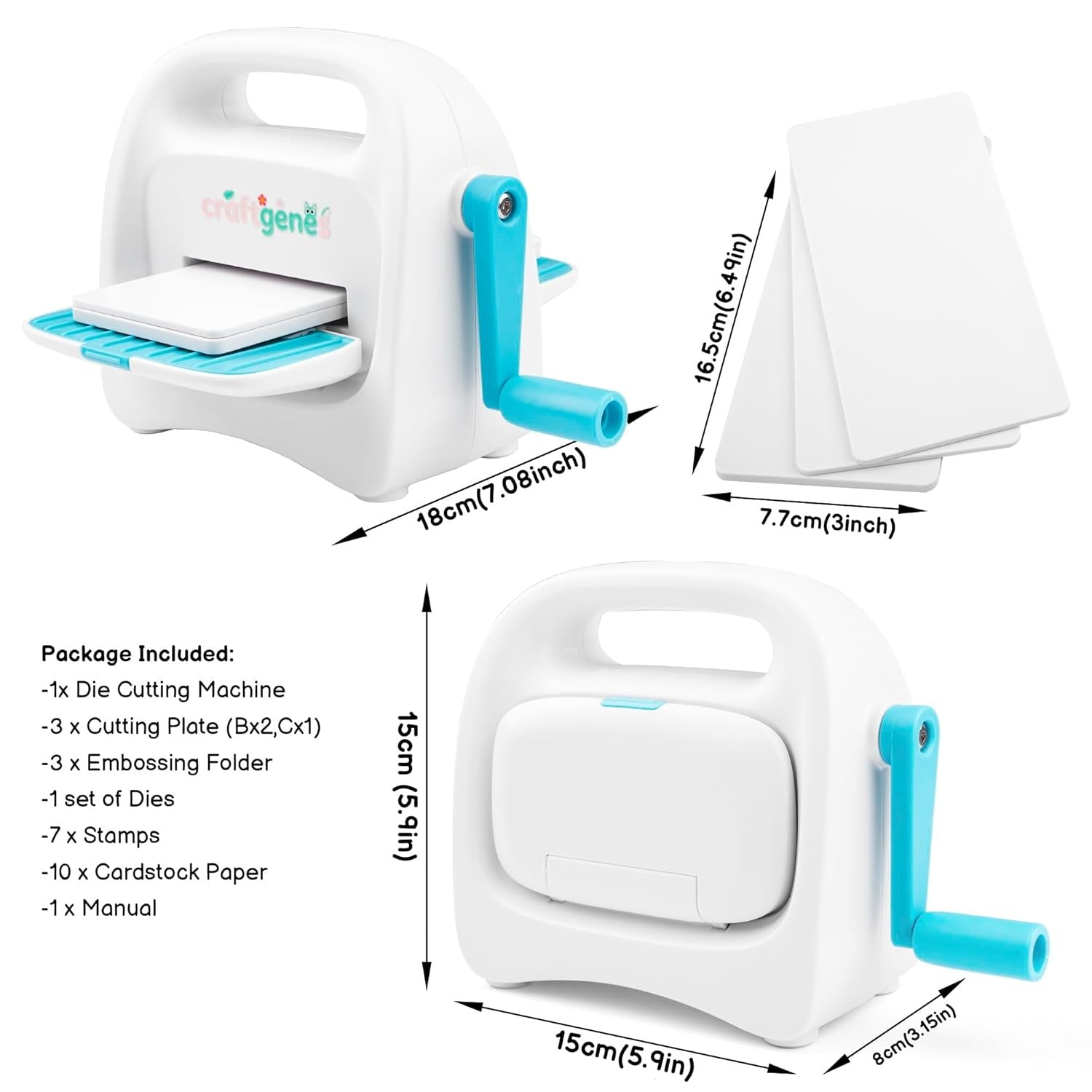 Mini Die Cutting & Embossing Machine Starter Kit 3.5in Craft Cutter Blue