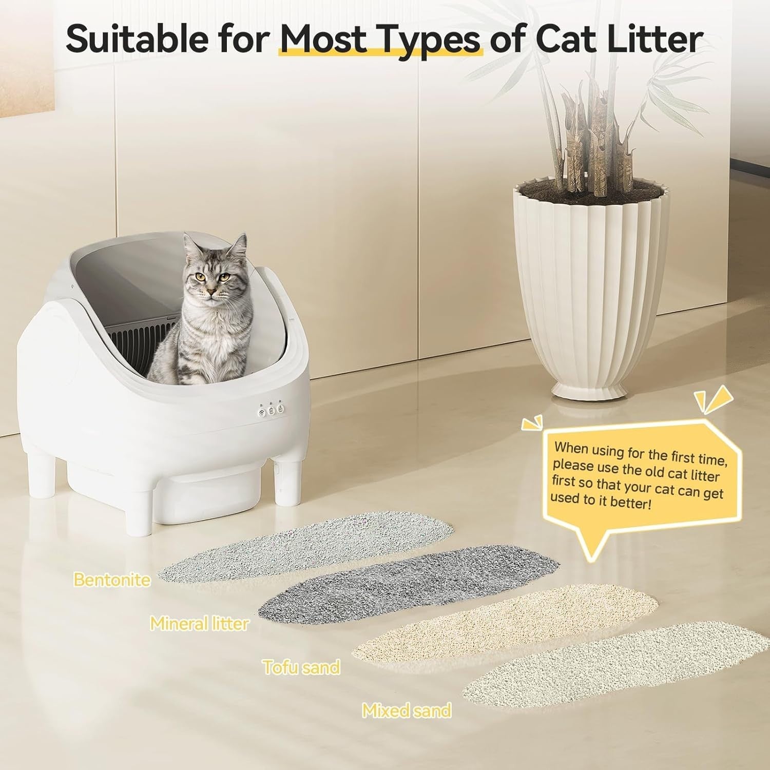 Self Cleaning Cat Litter Box App Control XL Auto Tray 15 Day Capacity