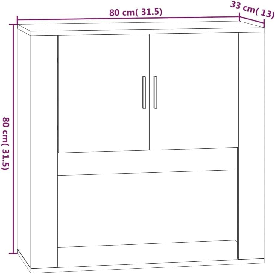 Wall-Mounted Grey Sonoma Cabinet 33D x 80W x 80H cm Dent Resistant