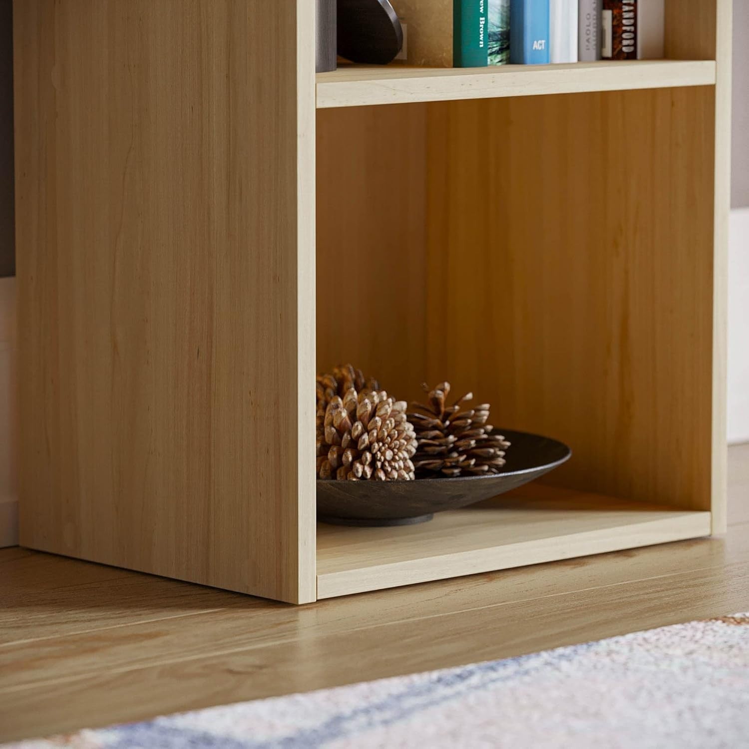 3 Tier Oak Wooden Cube Bookcase Small Storage Shelf for Living Room Office