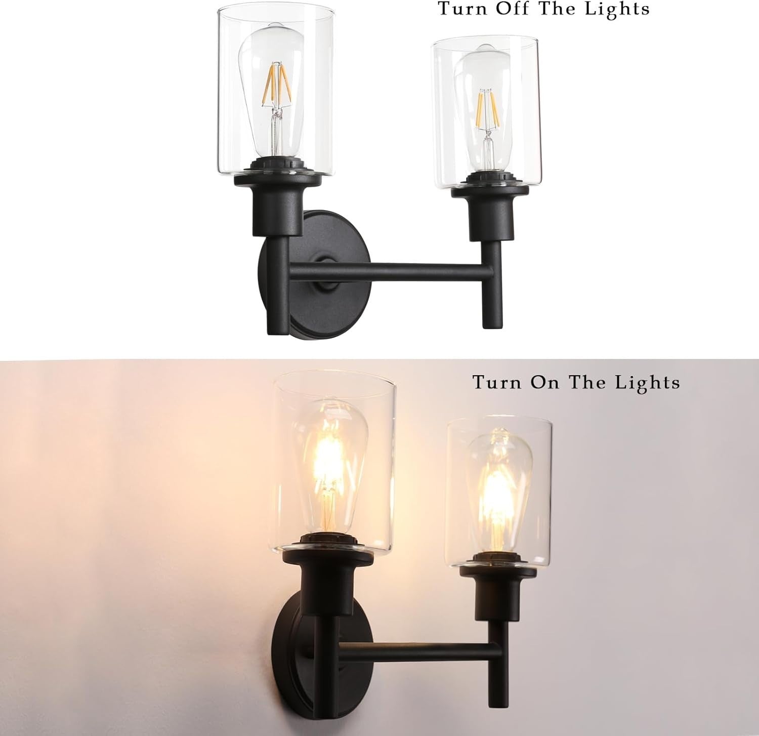 Industrial Glass Wall Lights Double Head E27 Sconce Loft Retro Modern