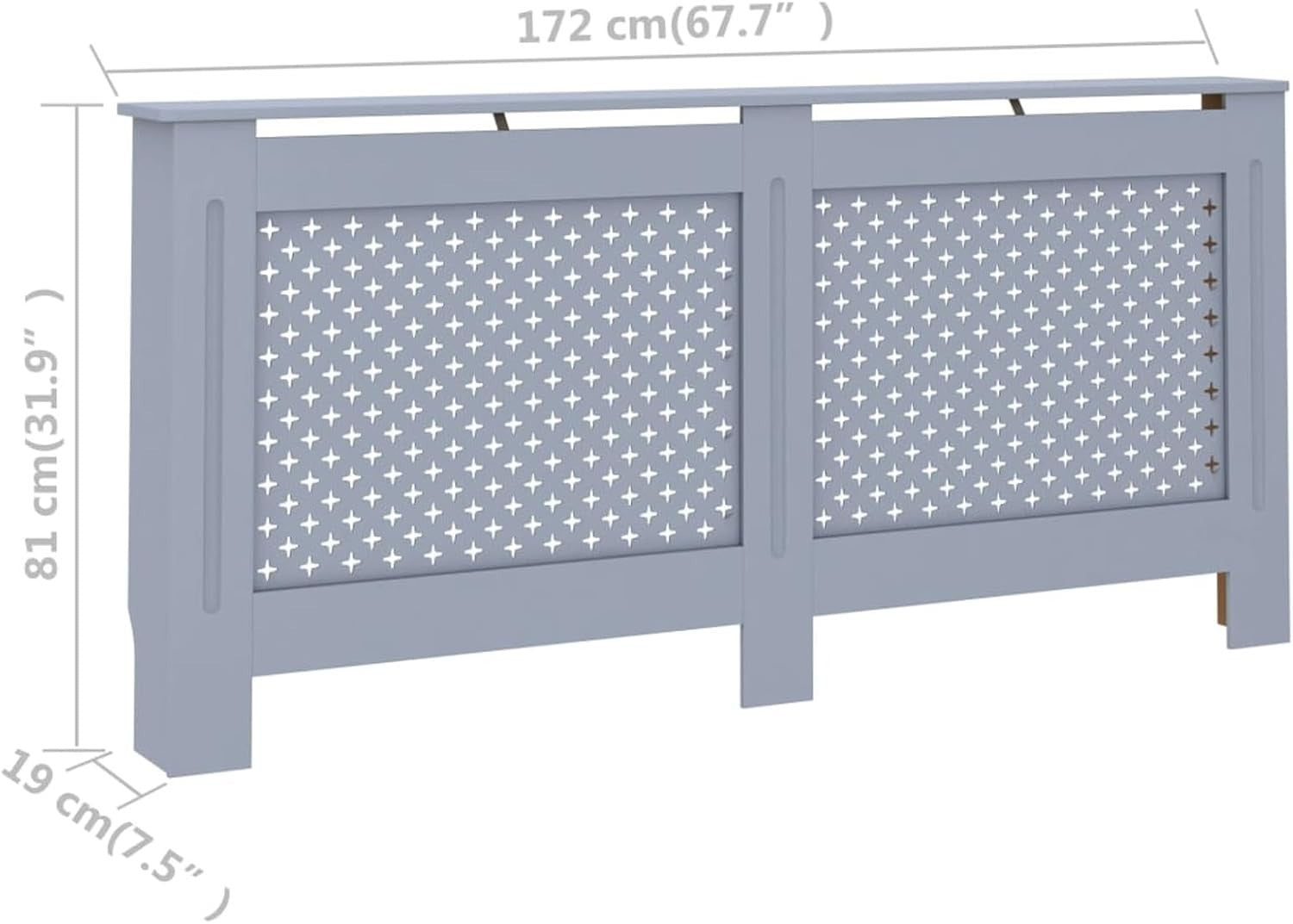 Anthracite Radiator Cover 172x19x81cm MDF Heating Cabinet | Modern Slatted