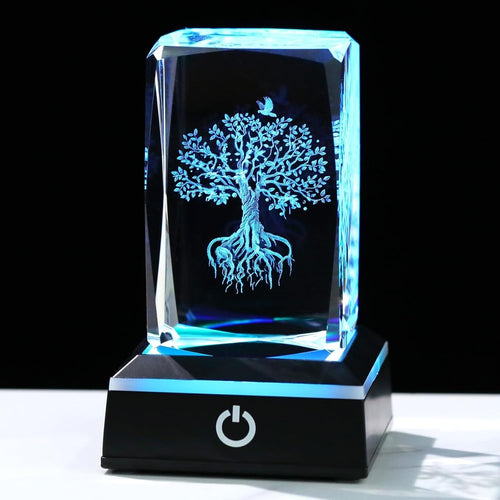 3D Crystal Tree of Life LED Light Gift Ornament for Women Men Birthday Decor