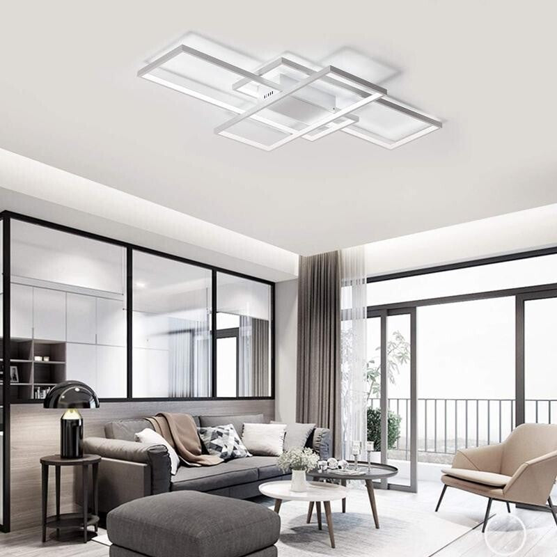 Modern LED Ceiling Light 3 Square 75W Cool White Flush Mount Fixture White