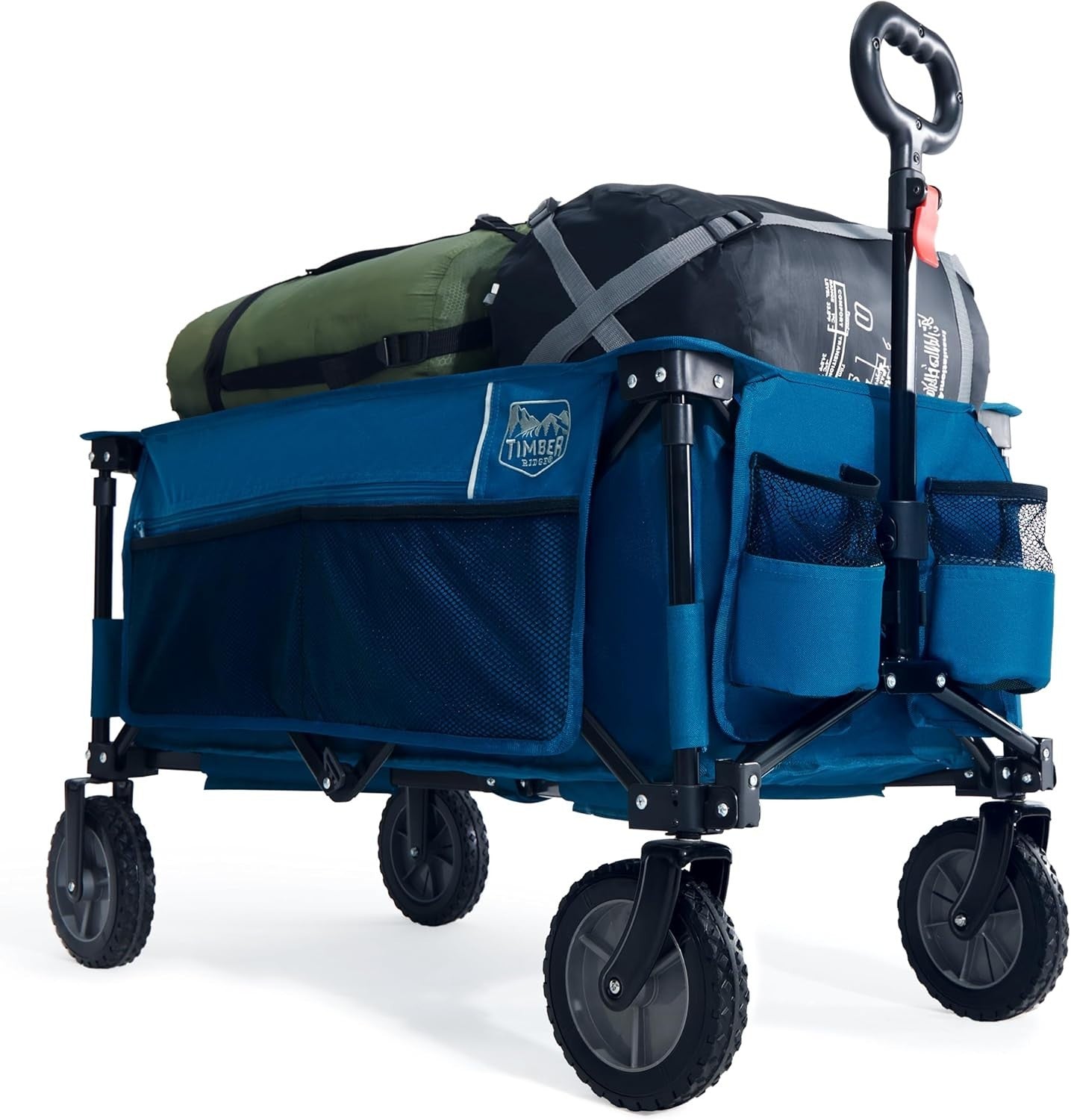 Blue 200L Folding Camping Wagon Heavy Duty Festival Trolley 100kg Adjustable