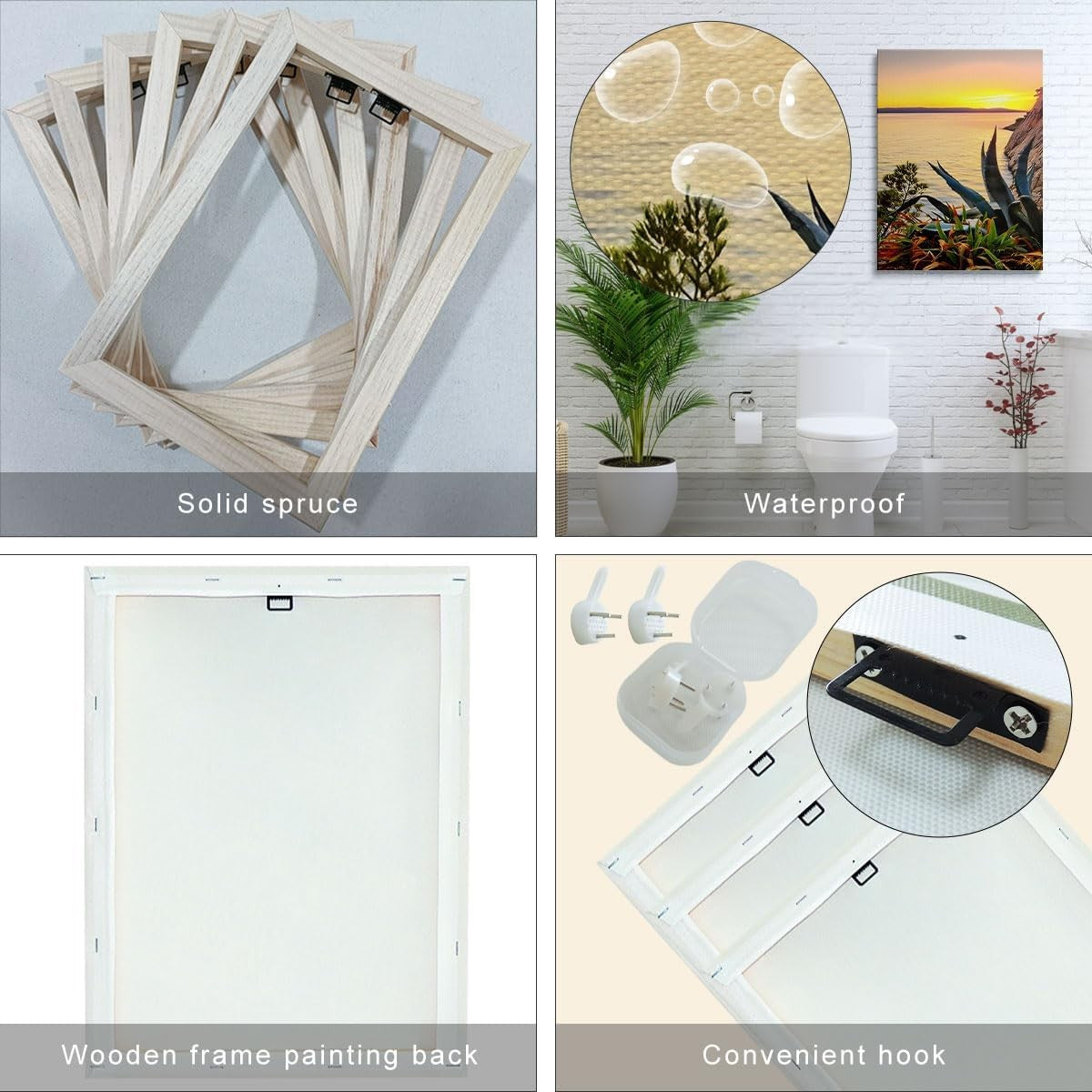 Framed Sea Sunset Canvas Wall Art Set of 3 16x12 Ocean Panel Decor