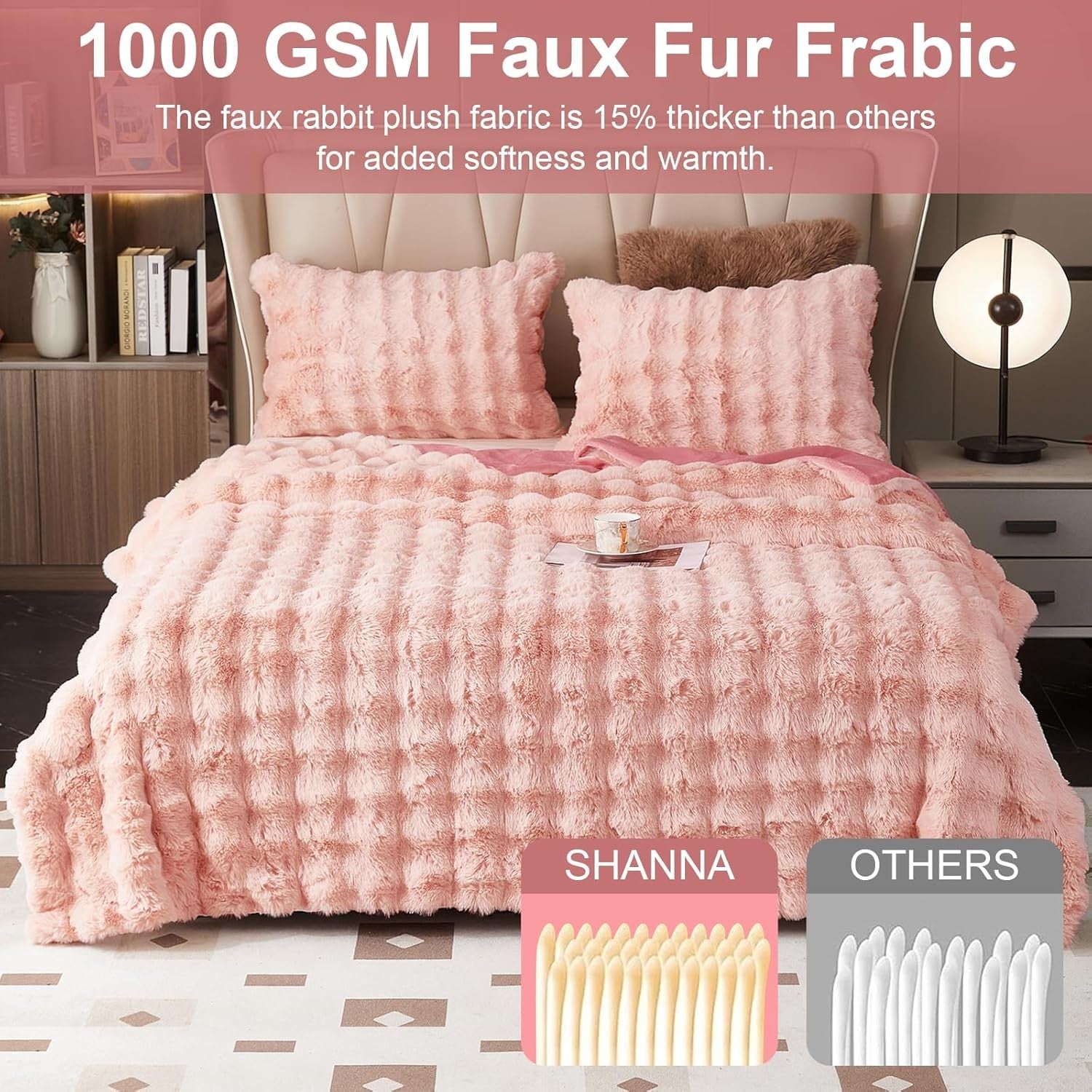 Luxury Thick Plush Fleece Throw Blanket Soft Warm Sofa Bed Pink 100x160cm