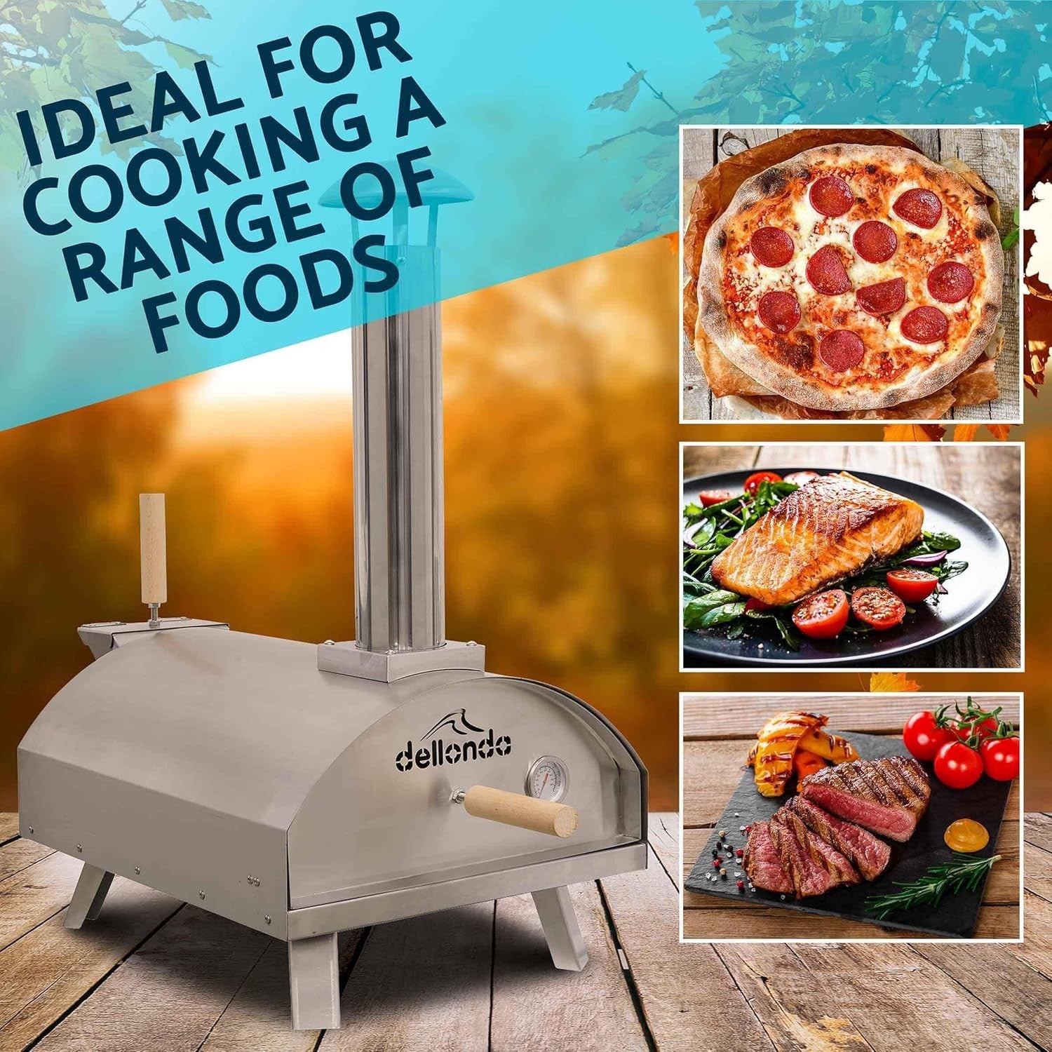 Portable Wood Fired Pizza Oven | Stainless Steel BBQ Grill w/ Cover & Bag