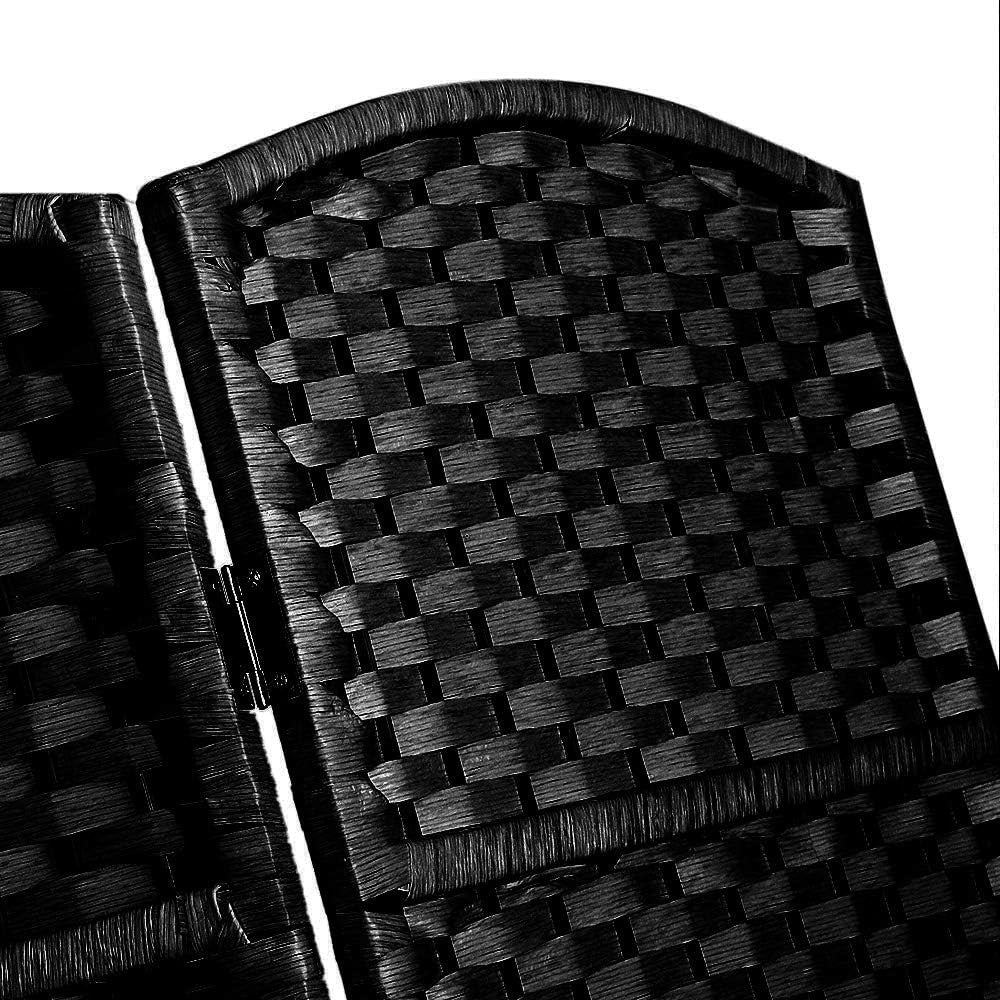 4 Panel Black Wicker Folding Room Divider Handwoven Privacy Screen 170cm