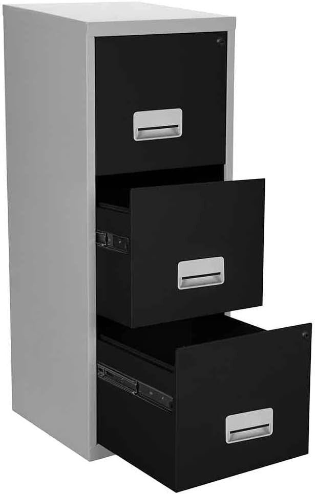 A4 3 Drawer Lockable Filing Cabinet Tall Steel Office Storage Unit