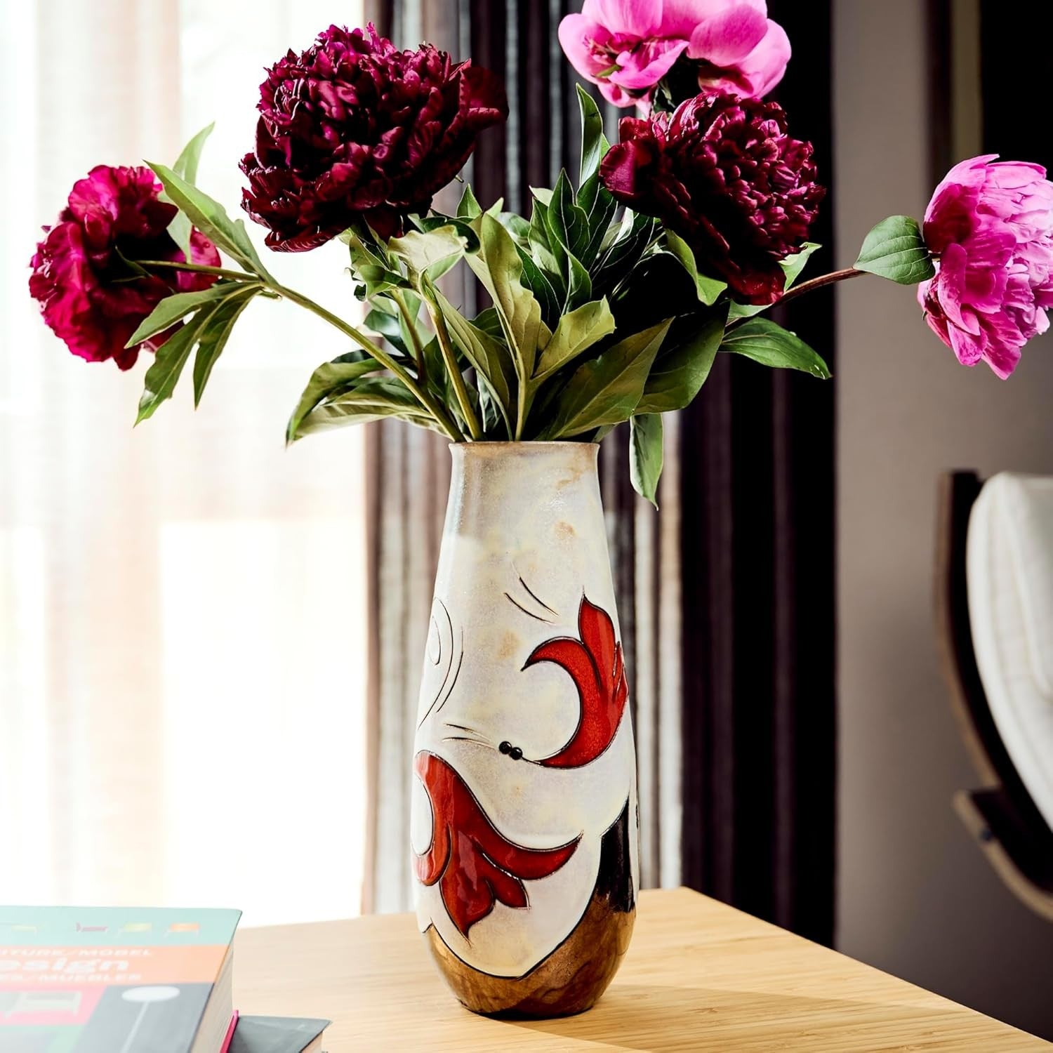 Handmade Ceramic Flower Vase 25.5cm Hand Glazed Artisan Home Décor