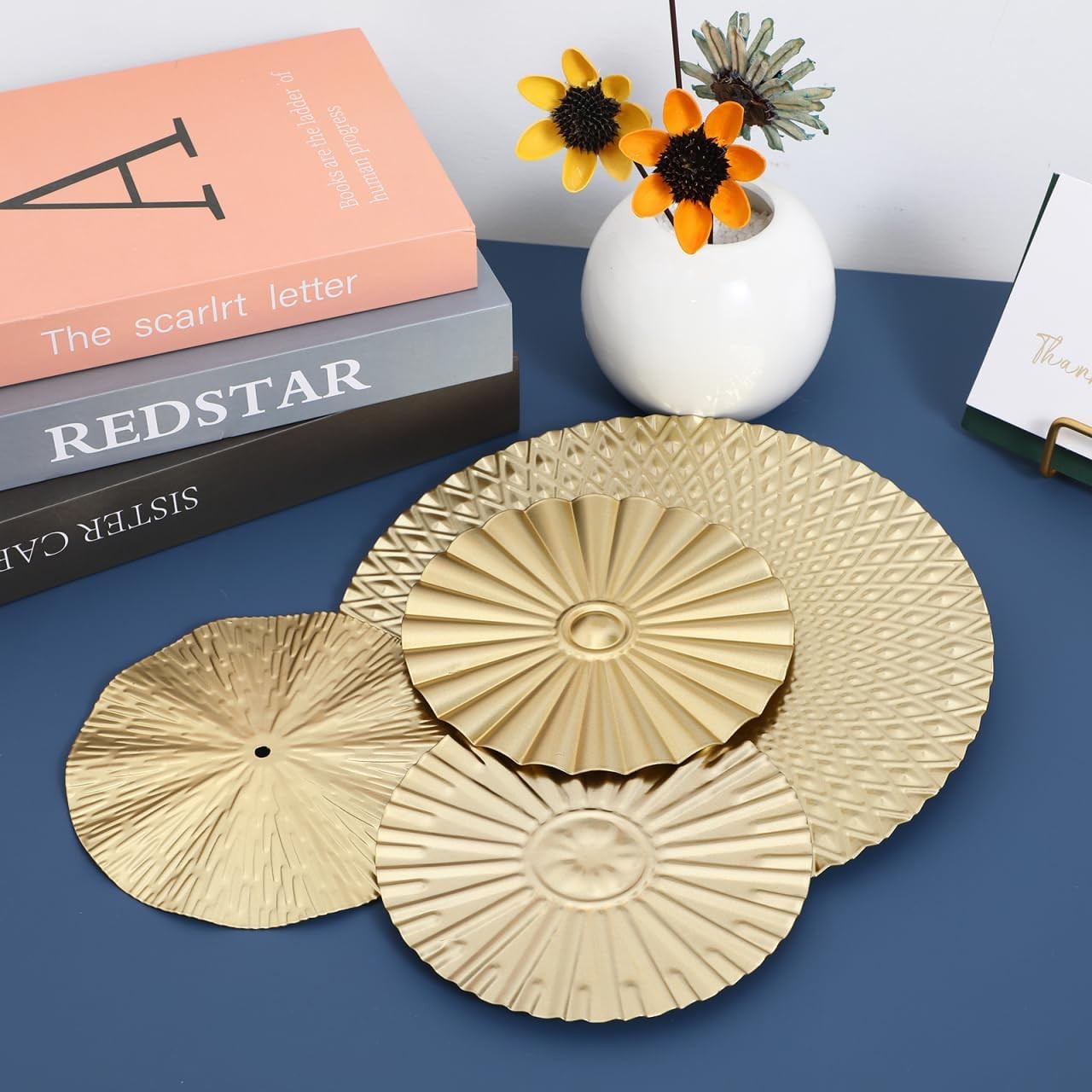 Gold Metal Wall Decor 8Pcs Modern Irregular Disc Art