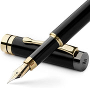 Luxury Bamboo Fountain Pen Set Black Wood – Extra Fine Nib, Gift Case