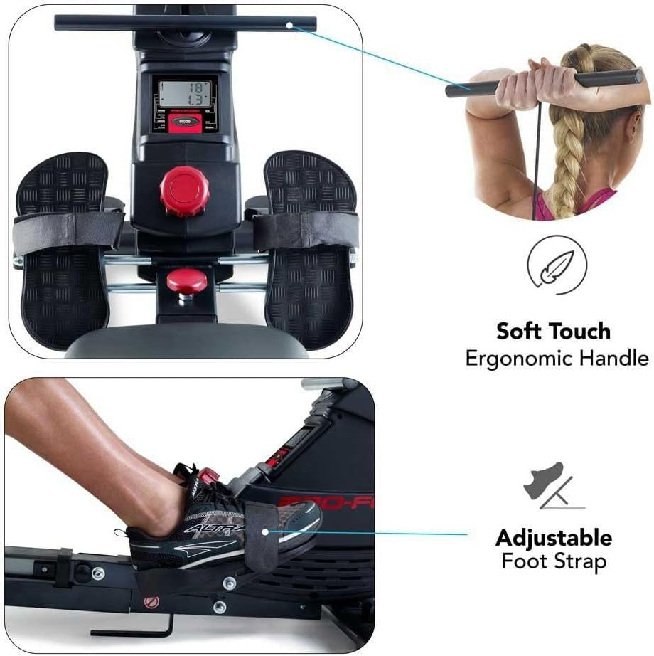 Foldable Magnetic Rowing Machine Dual-Action Strength LCD Quiet Rower 115KG