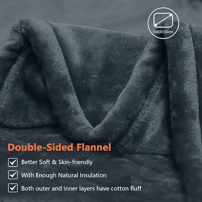 Electric Heated Throw Blanket Single Fleece 6 Heat Settings Timer Washable