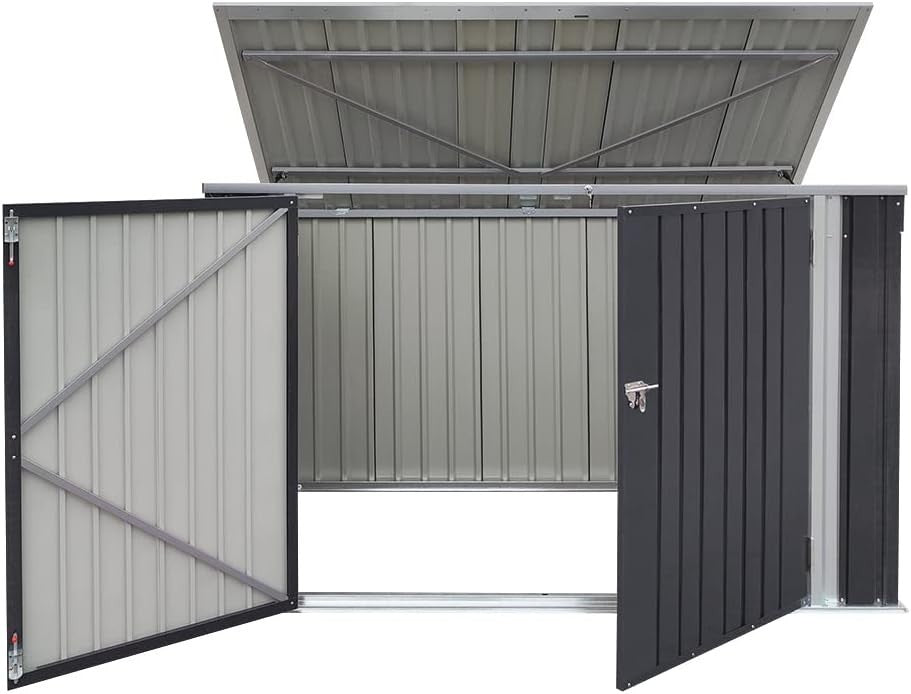 Galvanized Metal Garden Shed 1.05x2.1x1.3m Outdoor Tool & Bike Storage