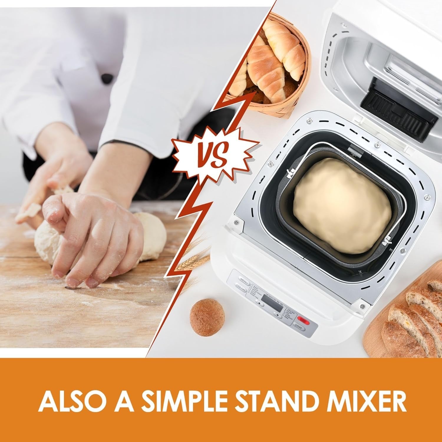 12-in-1 Bread Maker 2lb Gluten-Free Auto Nut Dispenser Non-Stick White